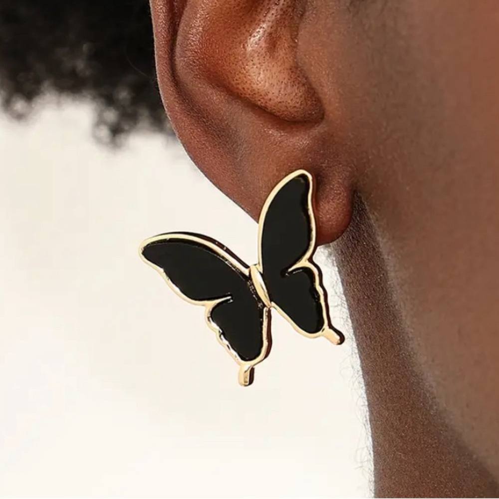 Black and Gold Butterfly studs